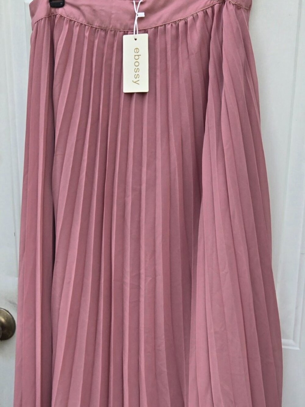 XXL Maxi Skirt Pink Pleated Ebossy